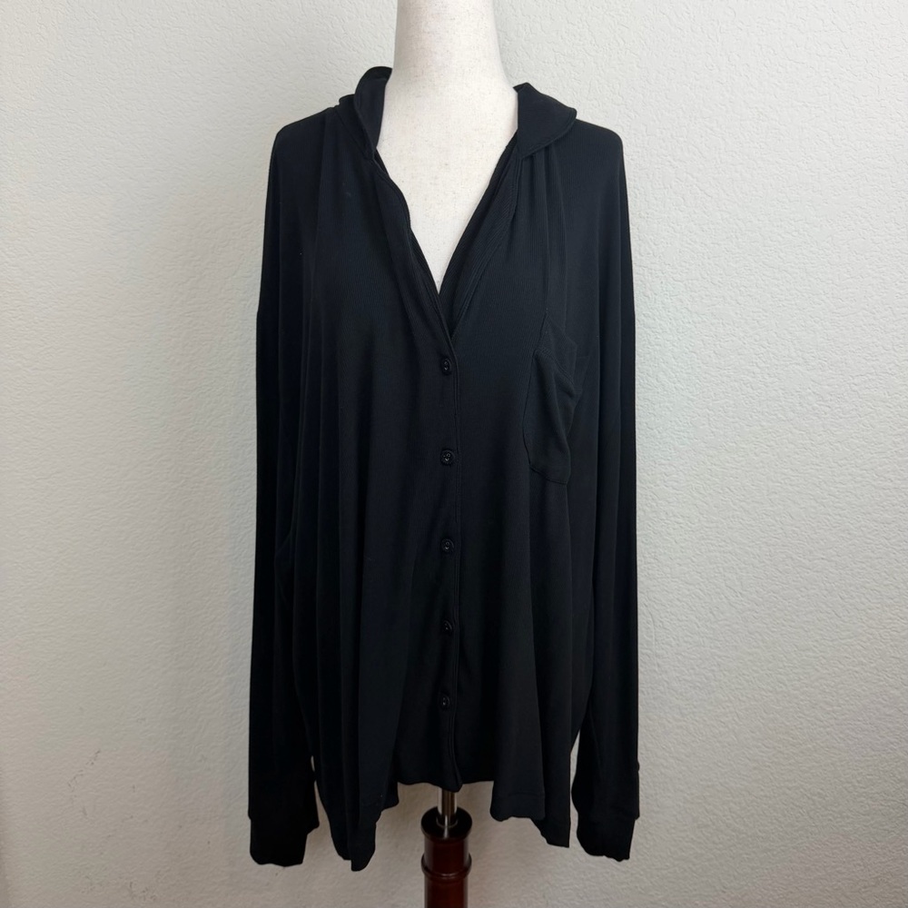 SKIMS Black Ribbed Pajama Long Sleeve
Top Plus Size 4X - Picture 2 of 11